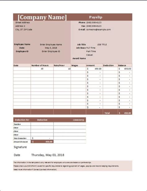 19 Free Payslip Templates Printable Word Excel And Pdf Samples