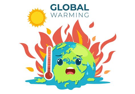 Ilustración De Estilo De Dibujos Animados De Calentamiento Global Con