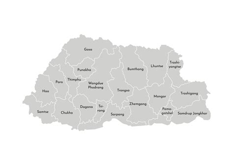 Vector Isolated Illustration Of Simplified Administrative Map Of Bhutan