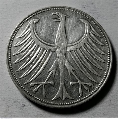 5 Mark 1957 G Federal Republic 1951 1974 5 Mark Germany Coin