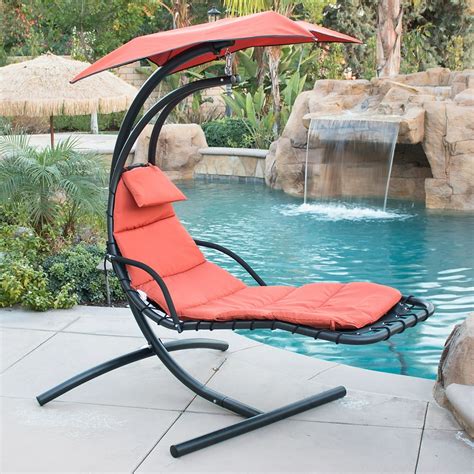 Belleze Hanging Chaise Lounger Chair Arc Stand Air Porch Swing Hammock