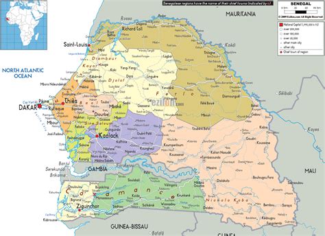 Detailed Political Map Of Senegal Ezilon Maps