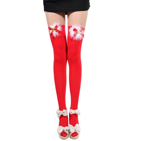 Hot Sale Red Christmas Sexy Stockings Temptation Red White Stockings Christmas Stockings Thigh