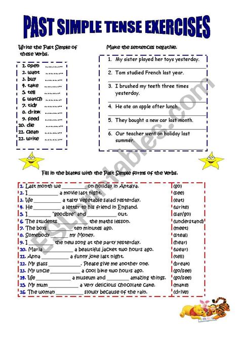 Simple Past Tense Of Worksheet