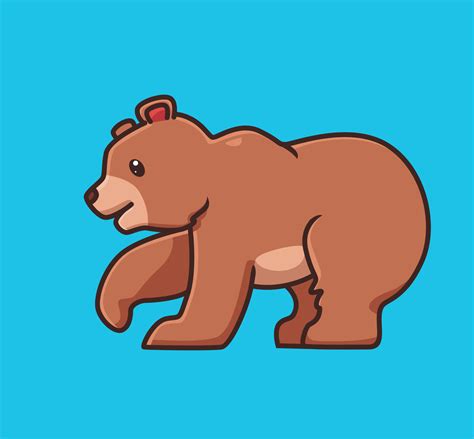 Cute Grizzly Bear Brown Walkingcartoon Animal Nature Concept Isolated