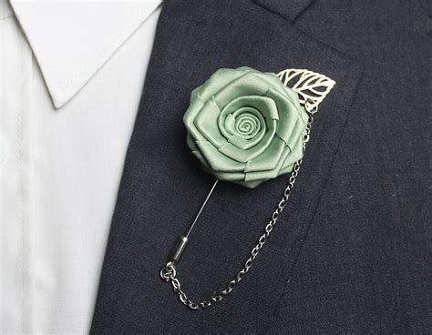 Sage Green Lapel Pin Chain Suit Lapel Chain Rose Wedding Lapel Pins