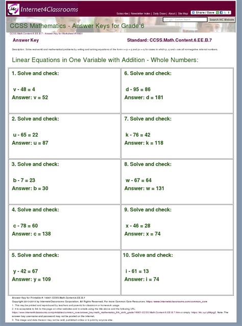 Please feel free to amend the questions to adapt to your own stude. Answer Key Download - Worksheet #16901. CCSS.Math.Content ...