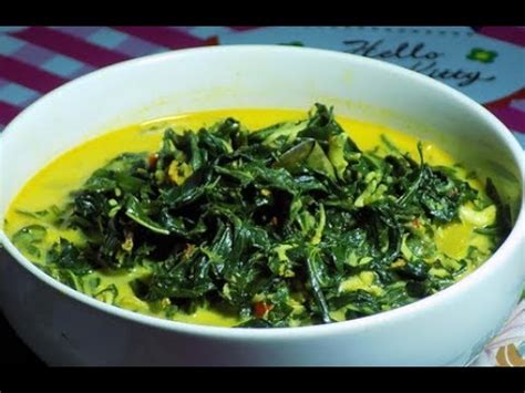 4 lembar daun kol, buang tulang daunnya, iris 1/2 cm. Resep Sayur Santan Daun Singkong Spesial - YouTube