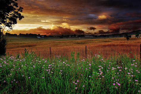 Wv Heavenly Sunset Farm Scene The Sky Free Nature Pictures By Forestwander Nature Photography