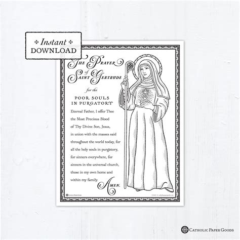 Catholic Coloring Page The Prayer Of Saint Gertrude The Etsy