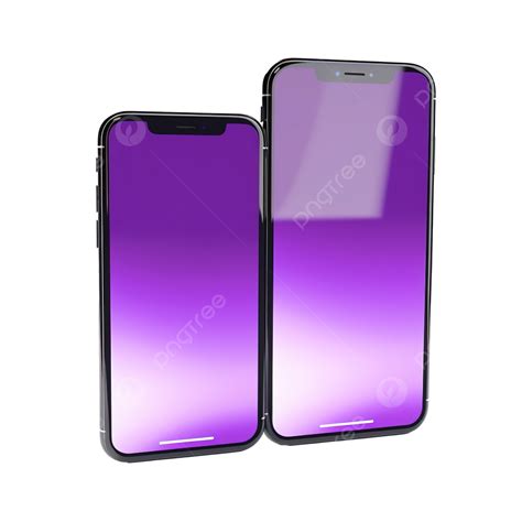 Two Modern Purple Phone Mockup 3d Render Phone Display Mockup Png