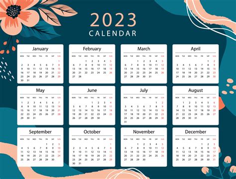Novo Calendário De Página De Estilo 2023 Para O Ano Novo 15580899 Vetor