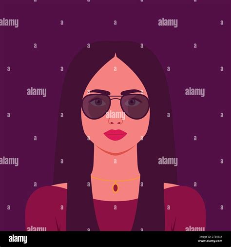 Beautiful Woman In Sunglasses Portrait Or An Avatar Of A Girl In