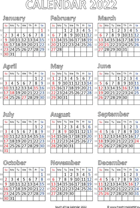 2022 Calendar Printable South Africa Calendar Example And Ideas