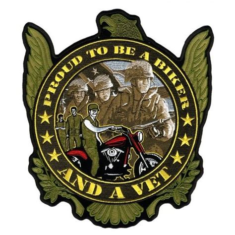 Proud American And Vet Patriotic Motorcycle Vest Patch Comes On A