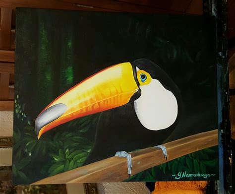 Toucan From Iguazu Oil Canvas Original Painting By Yana Nesmashnaya