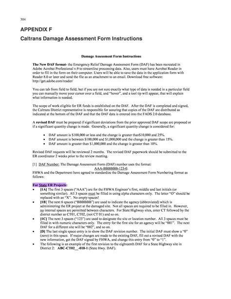 Appendix F Caltrans Damage Assessment Form Instructions Fema And