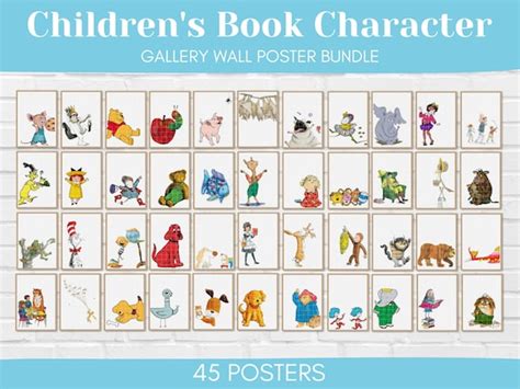 Childrens Book Character Gallery Wall Poster Bundle Etsy Uk
