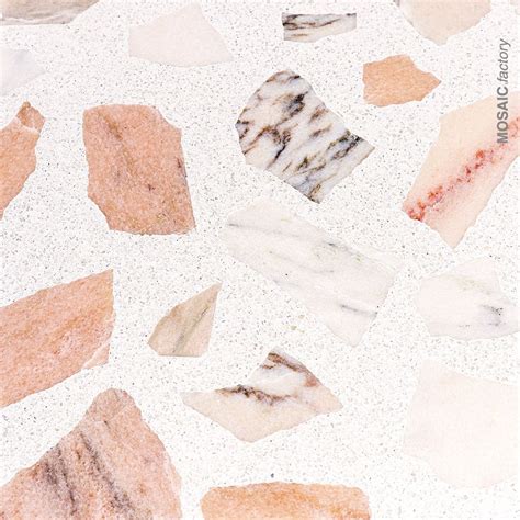 Trendy chic background made in vector for wallpaper, textile, wedding, business cards, advertising. White and pink TERRAZZO TILE with large marble chips from ...