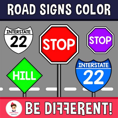 Road Signs Color Clipart Transportation Geometry Rainbow Color
