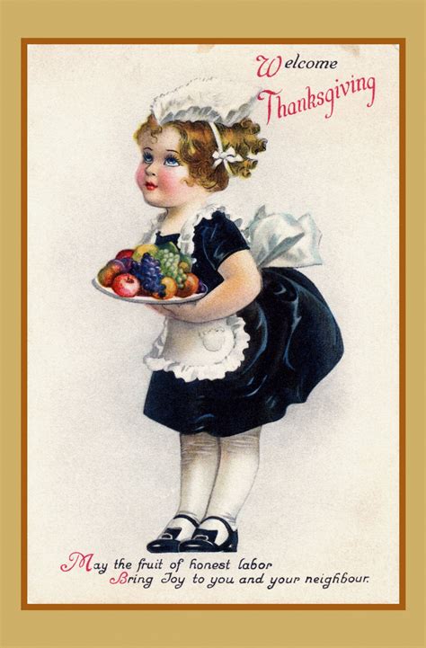 Thanksgiving Vintage Girl Card Free Stock Photo Public Domain Pictures