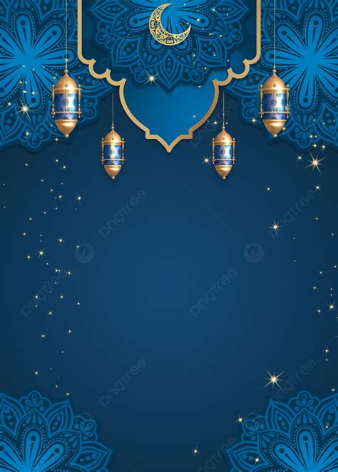 Blue Ramadan Lantern Moon Spot Pattern Background Wallpaper Image For