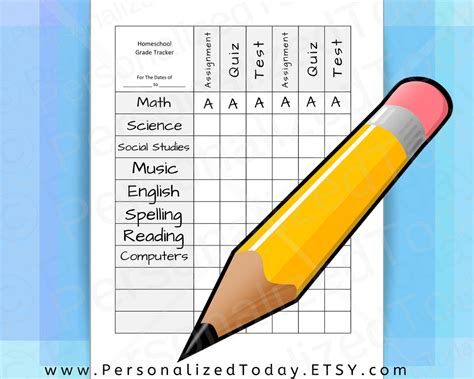 Printable Homeschool Grade Tracker For 1 Or Multiple Students Etsy