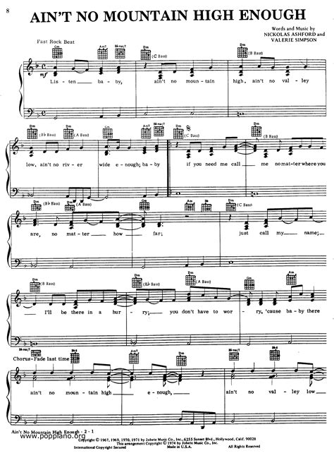 Marvin Gaye Ain T No Mountain High Enough Sheet Music Pdf Free Score Download