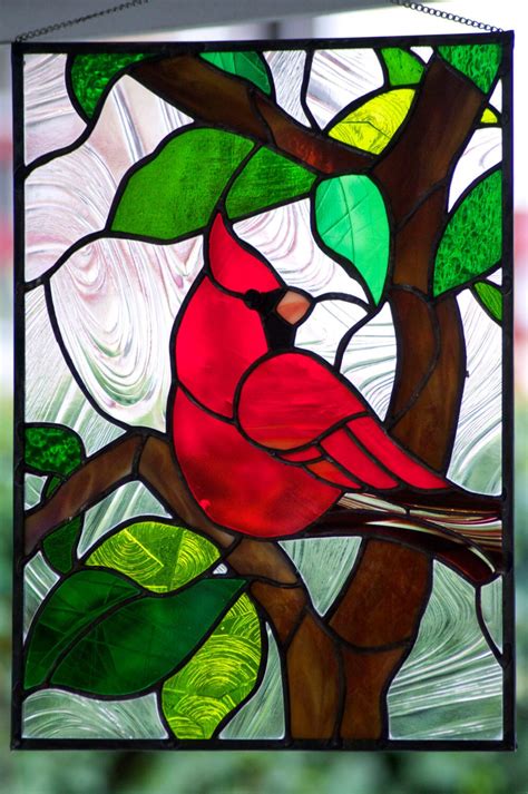 Stained Glass Red Cardinal