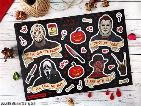 Vinyl Funny Horror Sticker Sheet With Cute Villains From Etsy