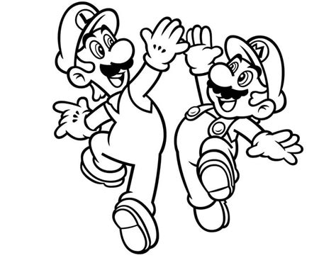 Feliz Luigi Y Mario Para Colorear Imprimir E Dibujar Dibujos