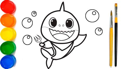 Coloring pages for the little ones among us from baby shark. Glitter Baby Shark coloring and drawing for Kids, Toddlers | Learn Colors - YouTube