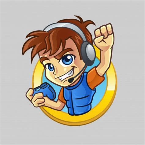 Gamer Character With Gamepad And Headset Cartoon Logo Logo Design
