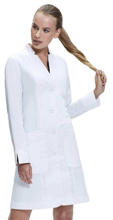 Dr James Lab Coat Women Tailored Fit Fold Back Cuff White 35 Inch Length Coats For Women