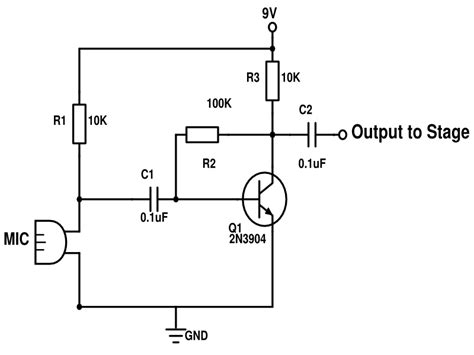 That is initially given the output of the mic input or other equipment. Schematics.com | Microphone Circuit Diagram