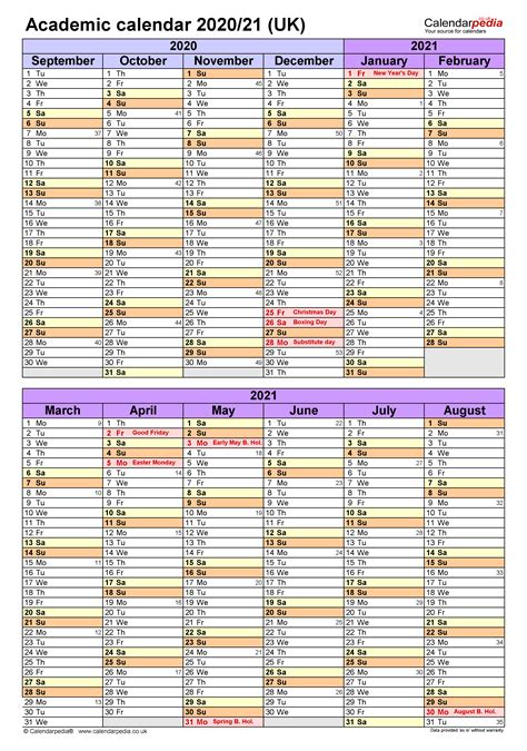 2021 Academic Calendar Printable Template Business Format