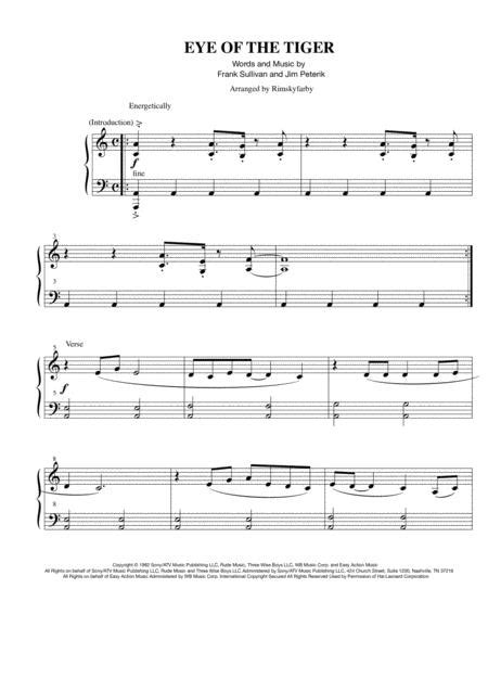 Eye Of The Tiger For Easy Piano By Survivor Digital Sheet Music For