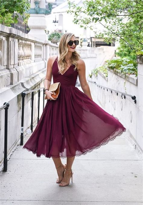 Burgundy Wedding Guest Dress With Sleeves Dresses Images 2022