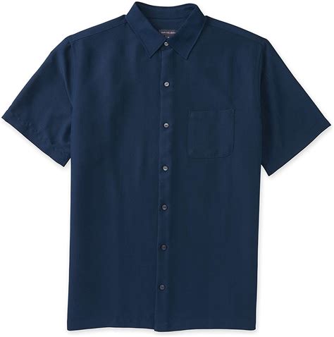 Van Heusen Mens Air Short Sleeve Button Down Poly Rayon Stripe Shirt