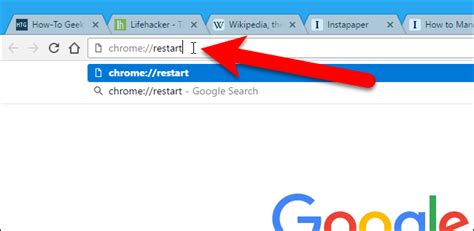 Thanks to a trick chrome has, you'll be able to restart chrome without the fear of losing all your tabs. How to Restart Chrome in One Click Using a Bookmark