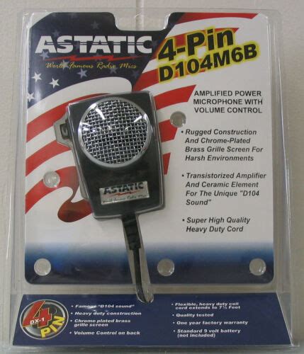 Astatic D104m6b Cb Ham Radio Microphone 4 Pin D104 Mic Authorized