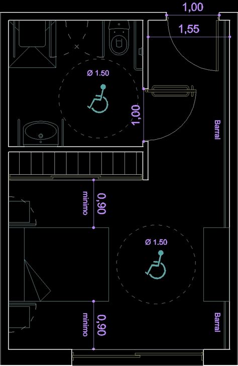 People With Disabilities Bedroom Plant Dwg Plan For Autocad