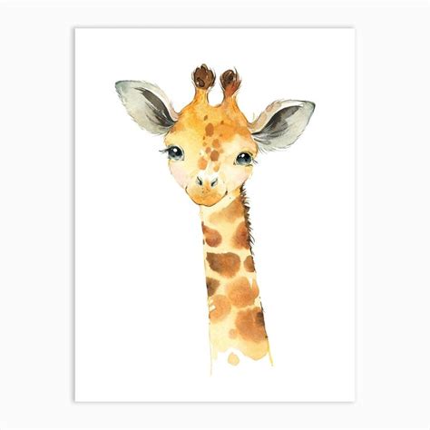 Watercolor Safari Baby Giraffe Art Print In 2021 Nursery Animal