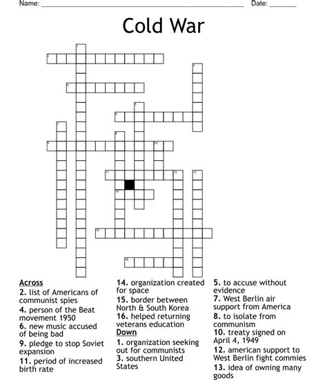 Canada In The Cold War Word Search Wordmint
