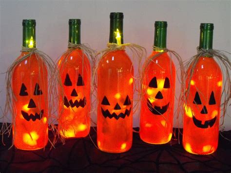 Pumpkin Face Lights Halloween Wine Bottles Christmas Wine Bottles