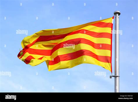 Catalan Flag On The Wind In Barcelona Stock Photo Alamy