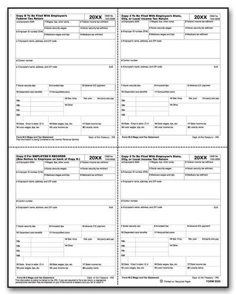 W 2 Laser 4 Up Alt P Style Employee Sheet For 2018