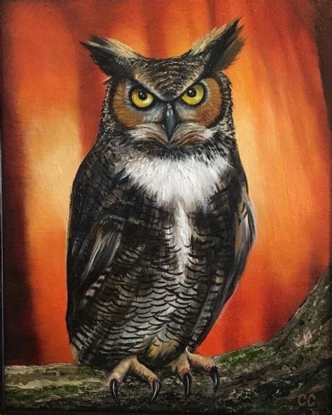 Great Horned Owl Painting By Creasy Paintings