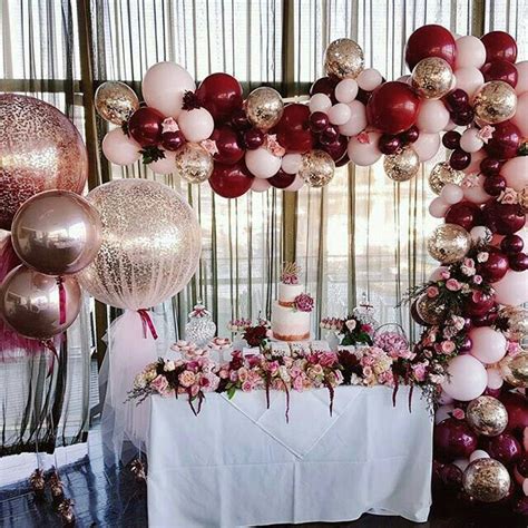Styled by karyn krywicki of peekaboo parties, out of melbourne, au; Rose gold, burgundy, pink, balloons | Bridal shower ...