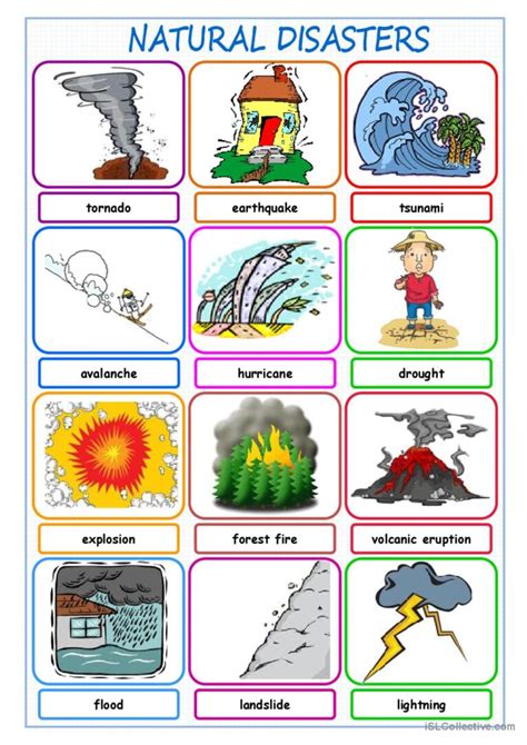 Natural Disasters Picture Dictionary English ESL Worksheets Pdf Doc